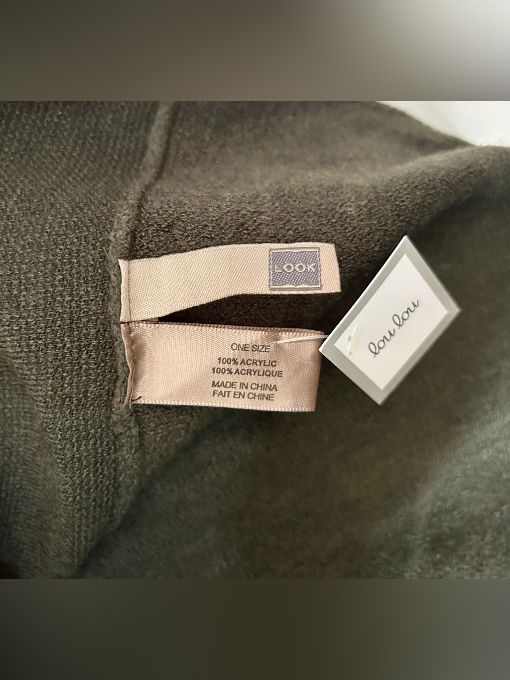 Lou Lou, Look Open-Front Olive Green Knit Vest Shawl One Size, New With Tags Nwt — image 5 of 8